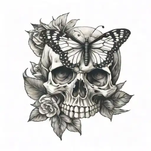 Skull Whit A Butterfly