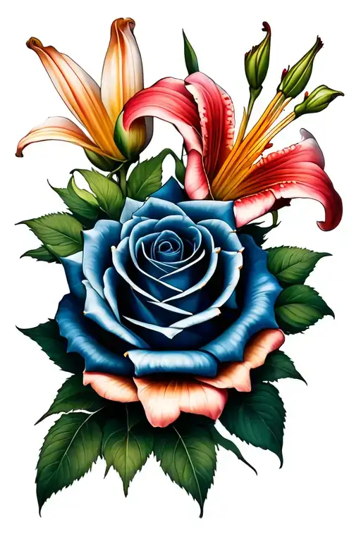 Roses And Lily Intertwined