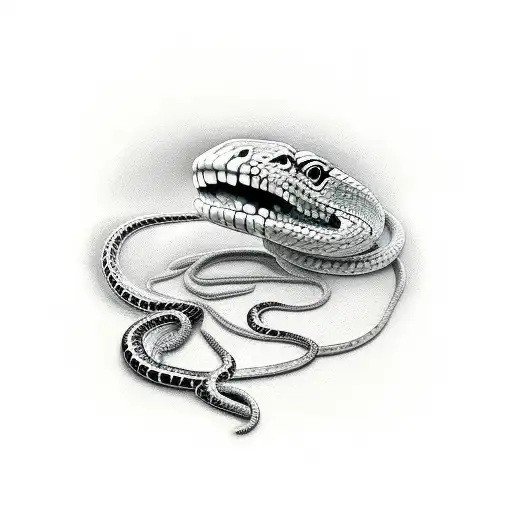 Snake Around Bone Torn Skin