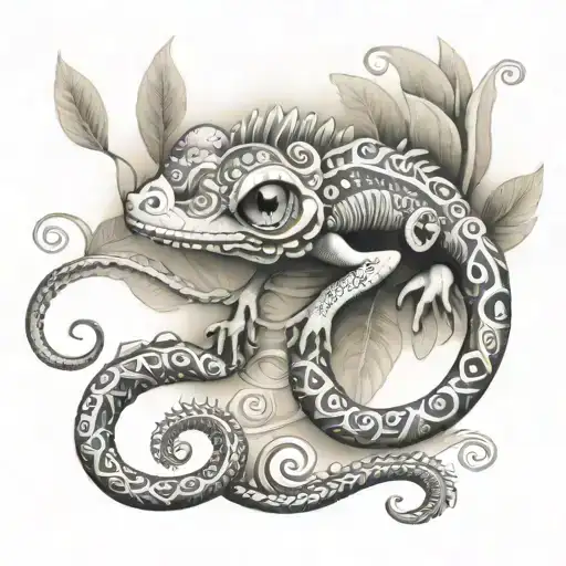 Small Gecko In Aztec Style
