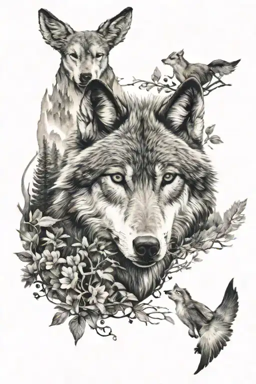 Wolf In Nature Scene