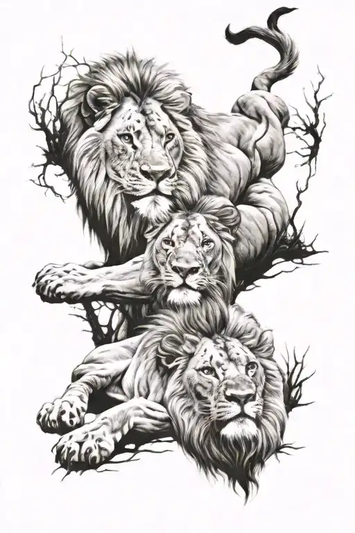 Two Lion Brothers Bigger And Younger