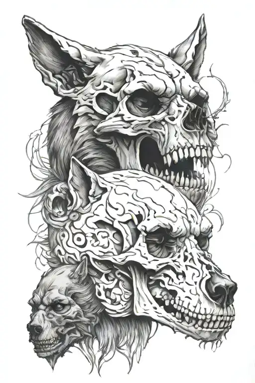 Skull And Wolf