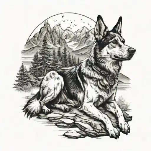 Man Moutain Dog Sitting