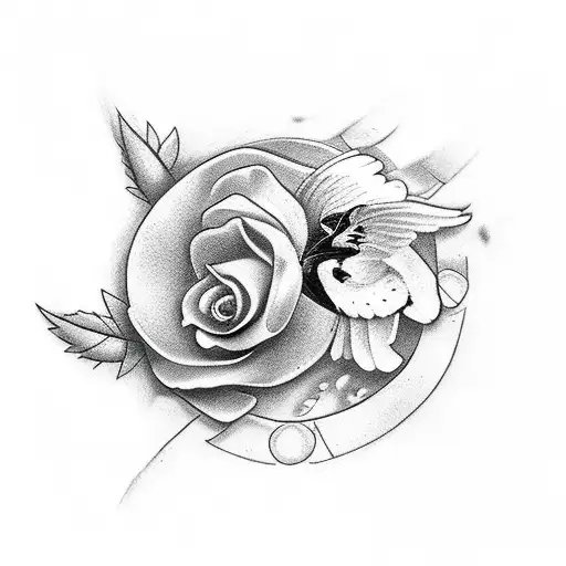 Bloody Cardinal With Flower Coming Out Of It