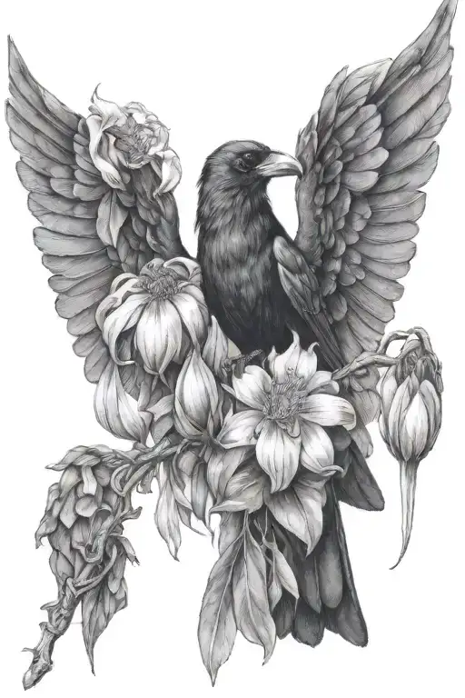 Crow And Flowers