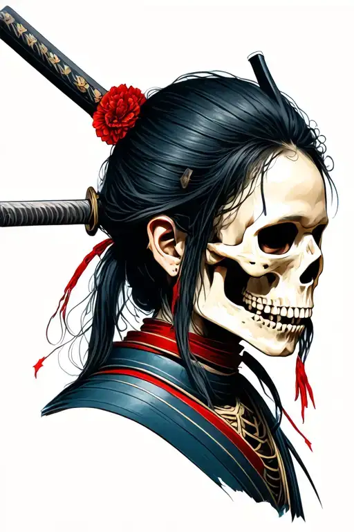 Half Female Samurai Half Skeleton