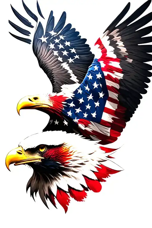 Distressed American Flag Eagle Head