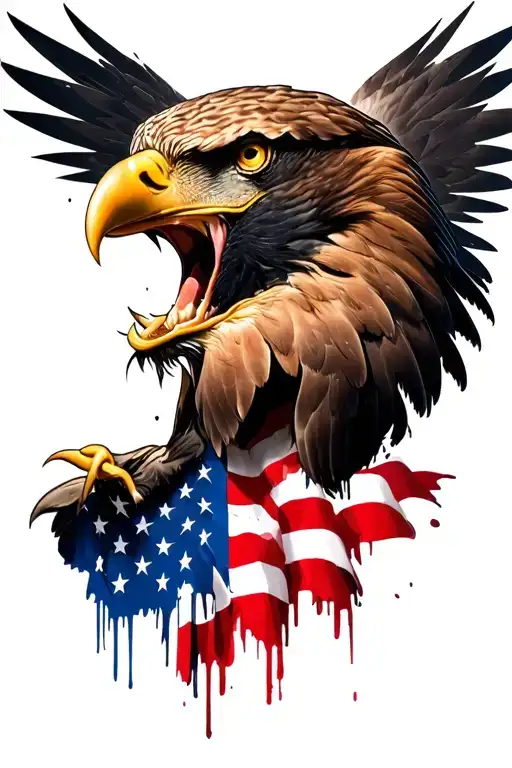 Distressed American Flag Screaming Eagle Head