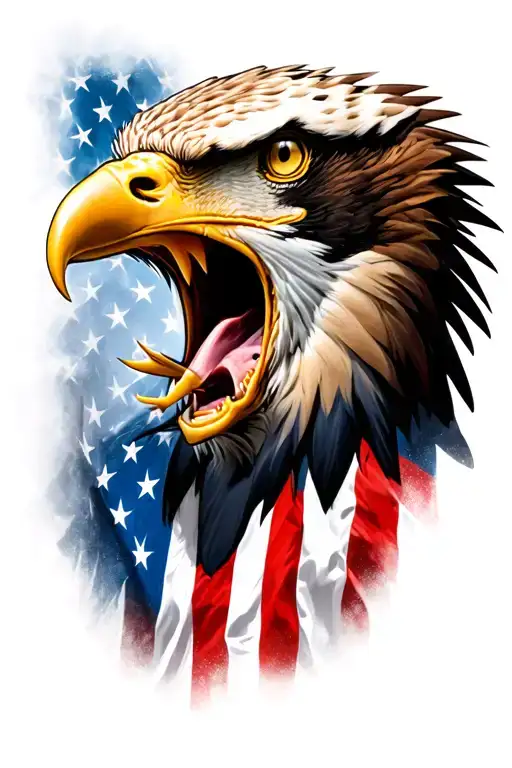 Distressed American Flag Screaming Eagle Head