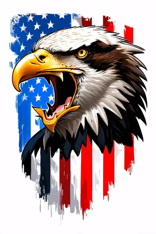 Distressed American Flag Screaming Eagle Head