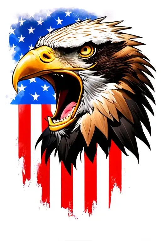 Distressed American Flag Screaming Eagle Head