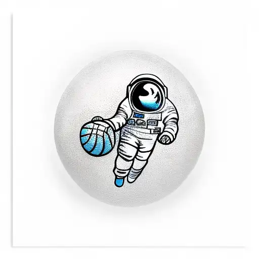 Astronaut Hold A Basketball Wirth Rocker Motif