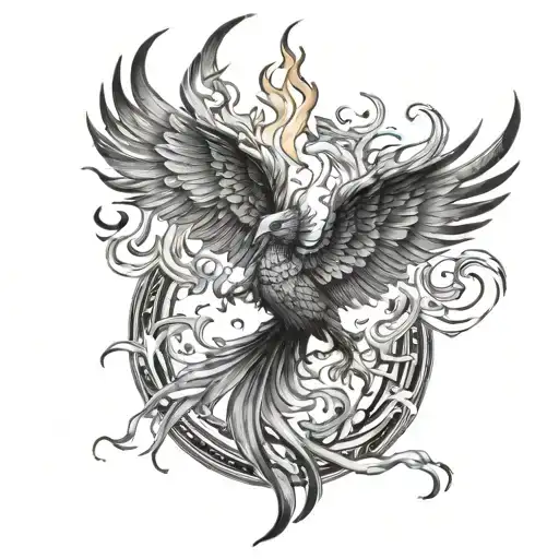Phoenix Rising From Flames