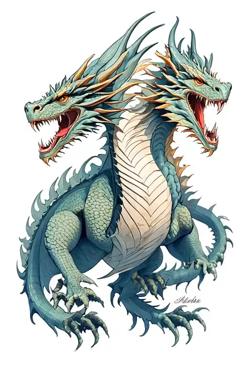 Heracles Figth Hydra Dragon With 3 Heads