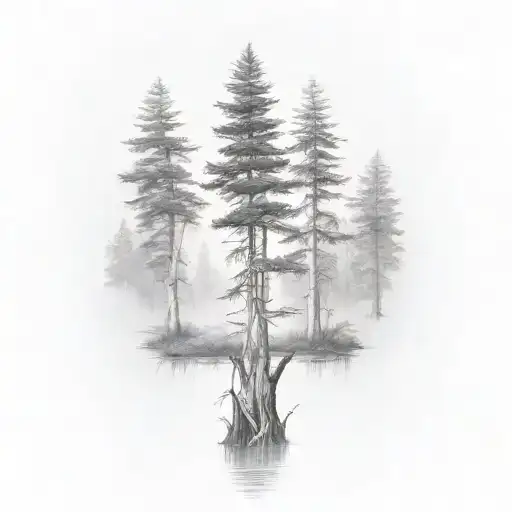Forearm Tattoo Of Cypress Tree Swamp