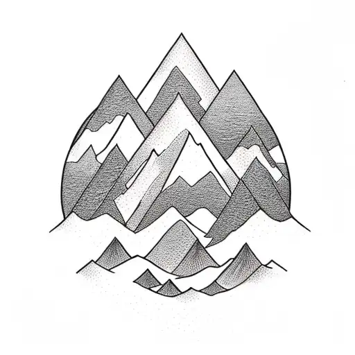 A Minimalist Tattoo Of A Mountain Range With A Hidden Path Leading To Adventure
