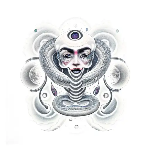 Crying Moon With Tears Becoming Snakes