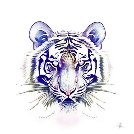 Ferocious Tiger With The Archangel Michael And His Flaming Sword