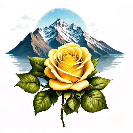 Mountains And Yellow Rose Memorial
