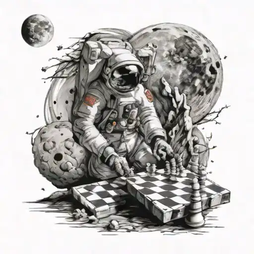Astronaut Plsying Chess On The Moon