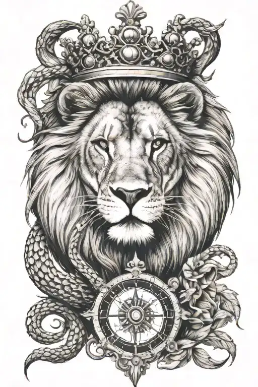 Lion With Compass Crown And Snake