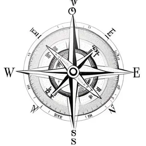 Old Fashioned Compass With Mountain And 2 Soaring Eagles