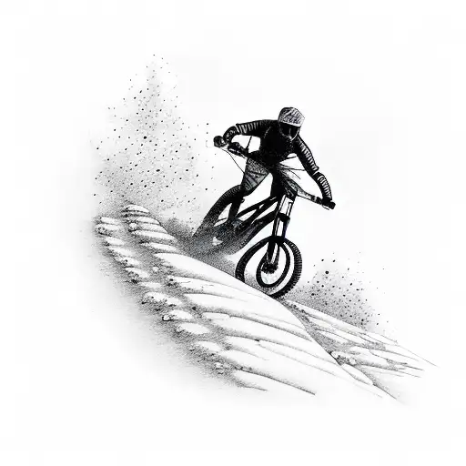 A Silhouette Of A Mountain Biker Conquering A Steep Downhill Descent