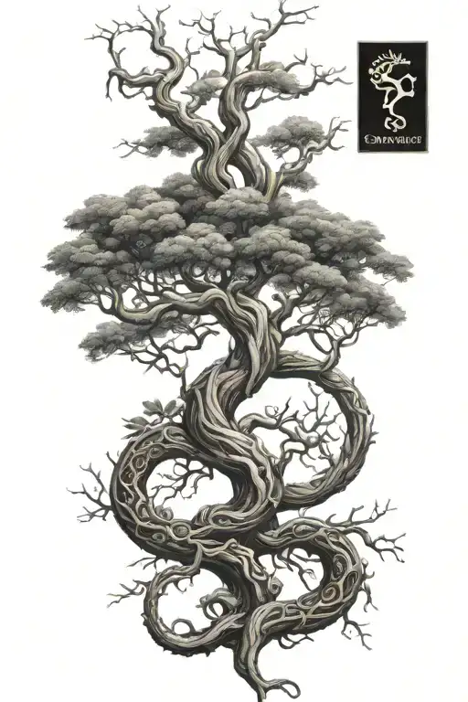 Detailed Tree Of Life With A Serpent Wrapped