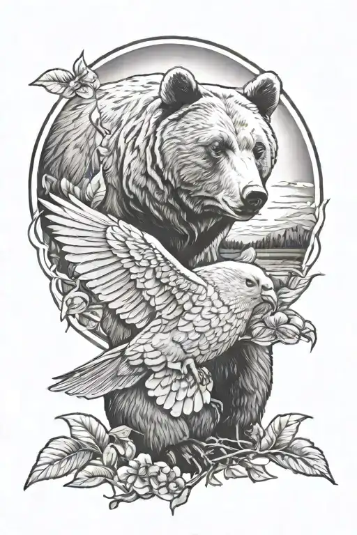 Bear Dove Sun Rising