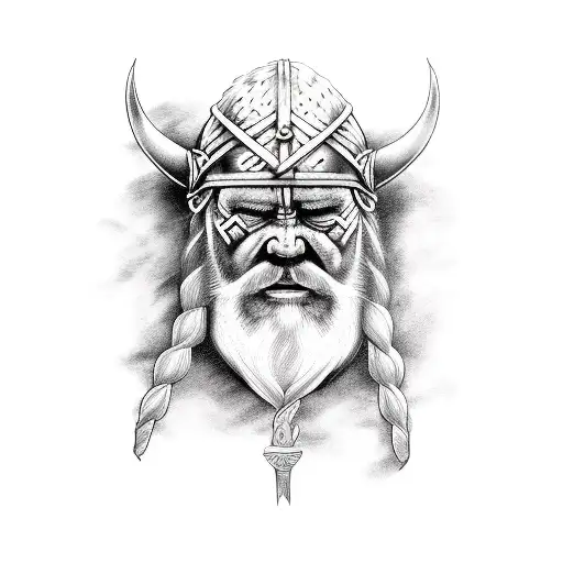 Bad Face Bare Viking With An Axe