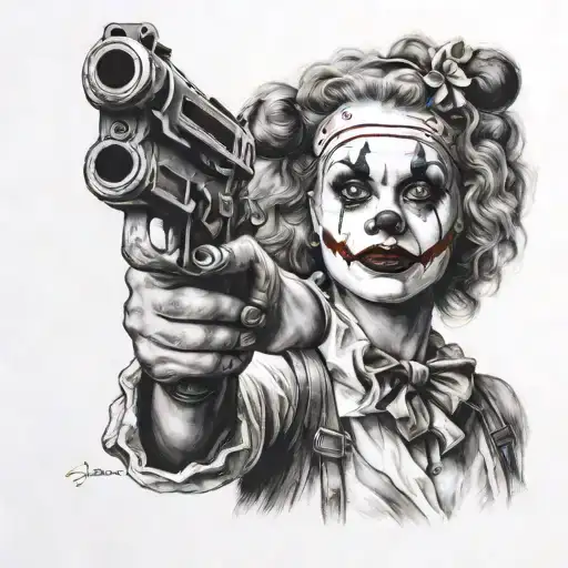 Clown Woman With Gun