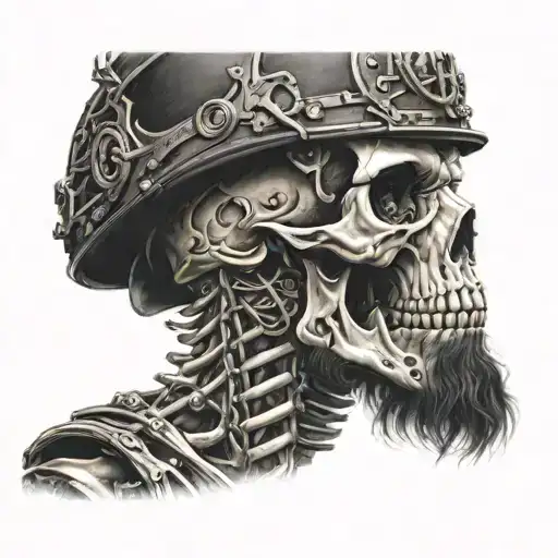 Cyborg Skeleton Soldier With Long Beard