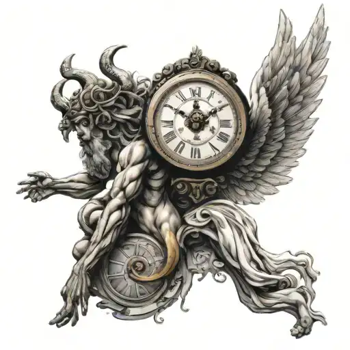 Greek Mythology Kronos With Clock