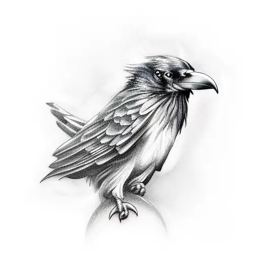 Lighting Bolt With Raven