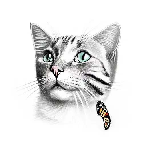 Cat With A Butterfly On His Nose