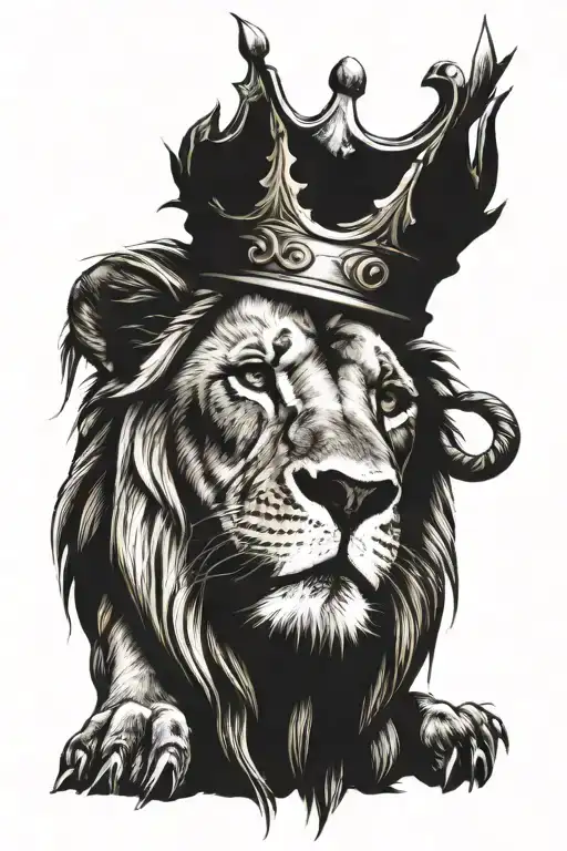 Lion Wearing Crown Of Thorns And Cross
