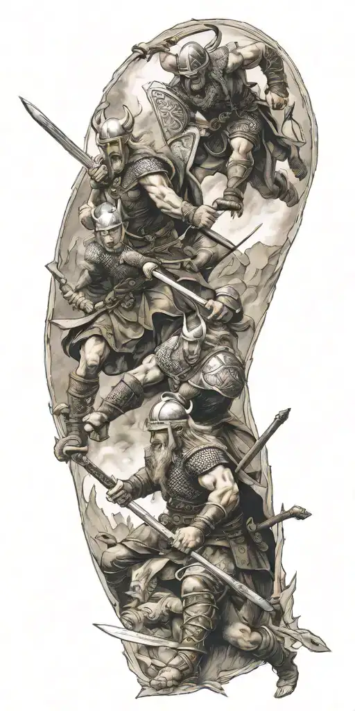 Viking Warriors Battling