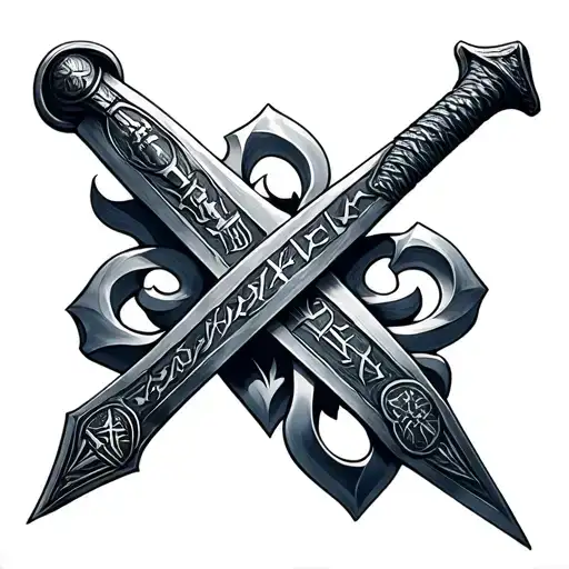 Viking Sword With Runes Engraved On The Blade