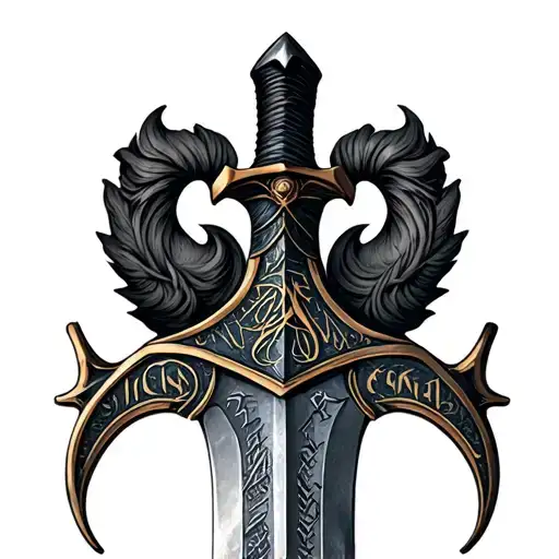 A Viking Sword With Runes Engraved On The Blade