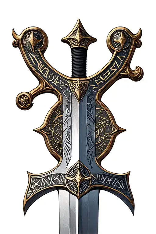 A Viking Sword With Runes Engraved On The Blade