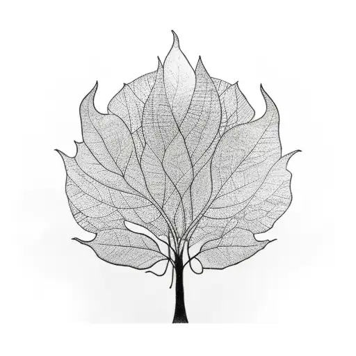 Stained Glass Tree With Big Leaves