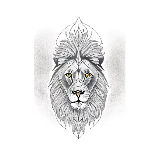 Lion With Sketching And Swallow Bird