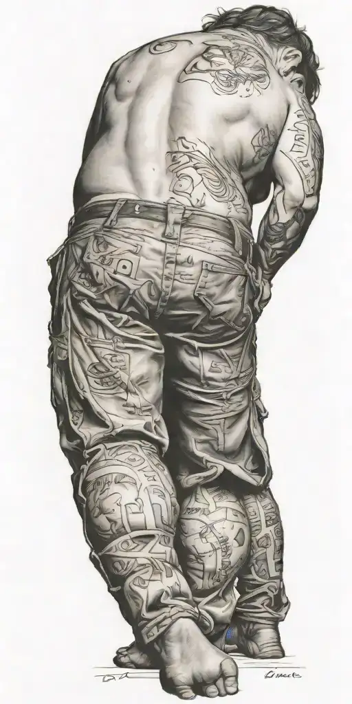 A Man With Testicles Bent Over