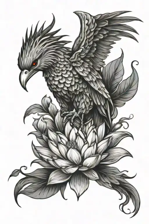 Phoenix Emerging From Lotus Flower