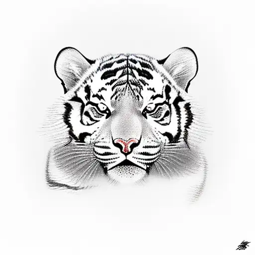 A Portective Daddy Tiger With Her Cub