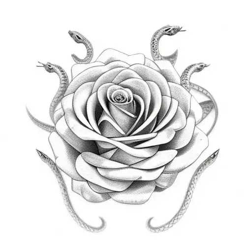 Flowers With Snake Coiled Around Dagger