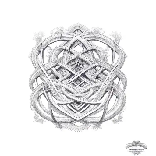 Borromean Tatoo With Forrest Mountain And River Inside