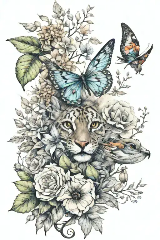 Colourful Tattoo Design Combining Elements Of Nature