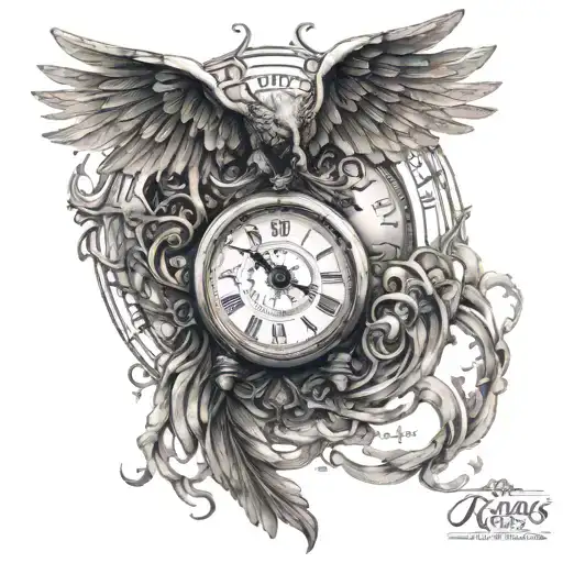 Kronos God Of Time Cards Wings Clock